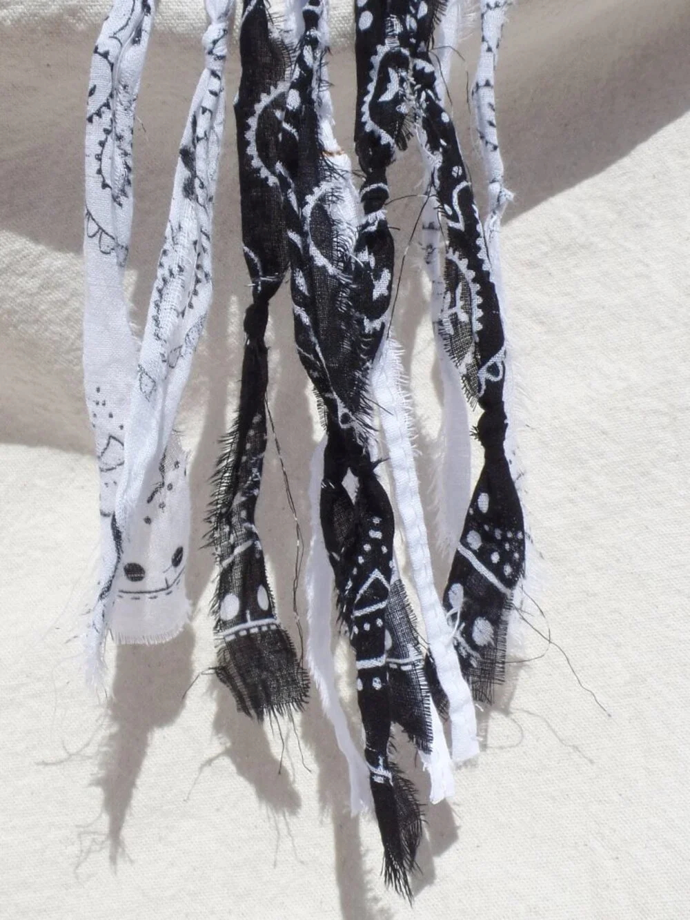 Hand Crafted Hair Tie Swag (1) BLACK & WHITE